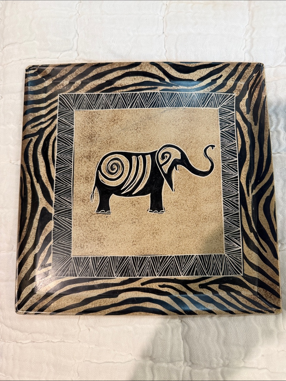 Elephant Motif Decorative Plate, made in Kenya